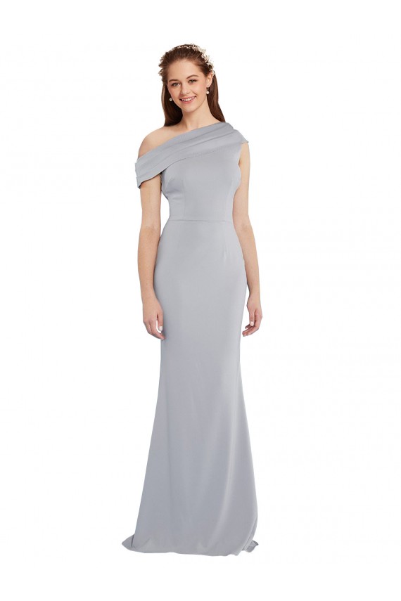 Grigio 24 Stile sirena Una spalla Crespo Elastico Lunga Formali Abiti da damigella donore / Abiti da sera / Abiti da ballo Fabbrica