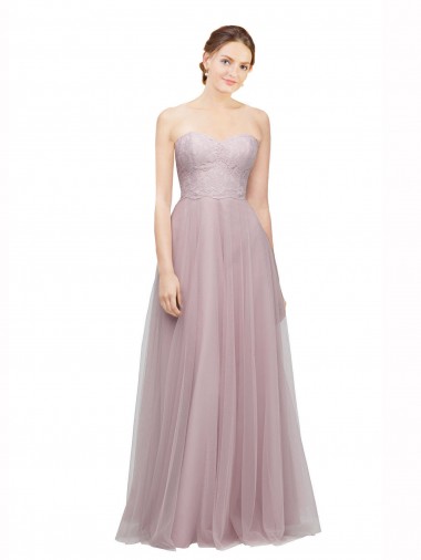 Light Lilac Linea A Innamorato Tulle Pizzo Lunga Abiti da damigella donore Fabbrica