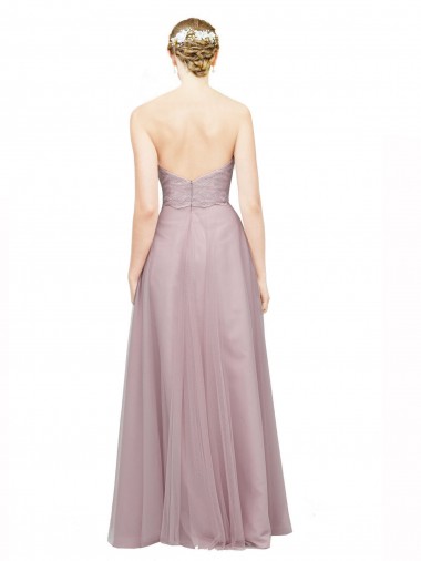 Light Lilac Linea A Innamorato Tulle Pizzo Lunga Abiti da damigella donore Fabbrica