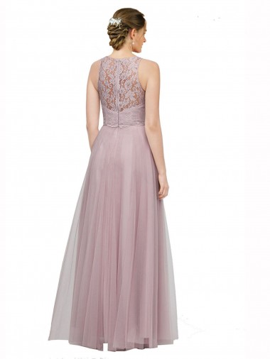 Light Lilac Linea A Innamorato Tulle Pizzo Lunga Abiti da damigella donore Fabbrica
