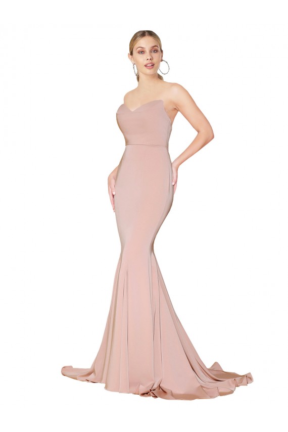 Malva Stile sirena Innamorato Alto Collo Crespo Elastico Lunga Formali Abiti da damigella donore / Abiti da sera / Abiti da ballo Fabbrica