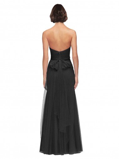 Nero Linea A Innamorato Tulle Lunga Abiti da damigella donore Fabbrica