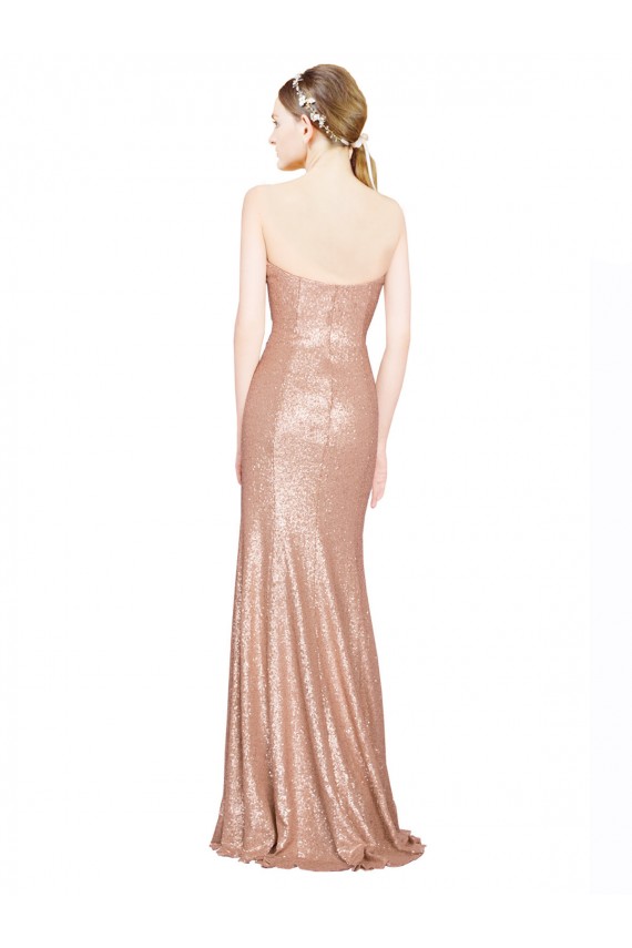 Oro rosa Linea A Innamorato Paillettes Lunga Formali Abiti da damigella donore / Abiti da sera / Abiti da ballo Fabbrica