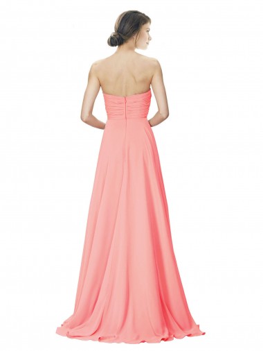 Peach Linea A Senza spalline Chiffona Lunga Abiti da damigella donore Fabbrica