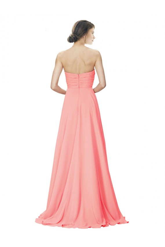 Peach Linea A Senza spalline Chiffona Lunga Abiti da damigella donore Fabbrica