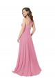 Pelle rosa Linea A Capestro Chiffona Lunga Abiti da damigella donore / Abiti da ballo Fabbrica