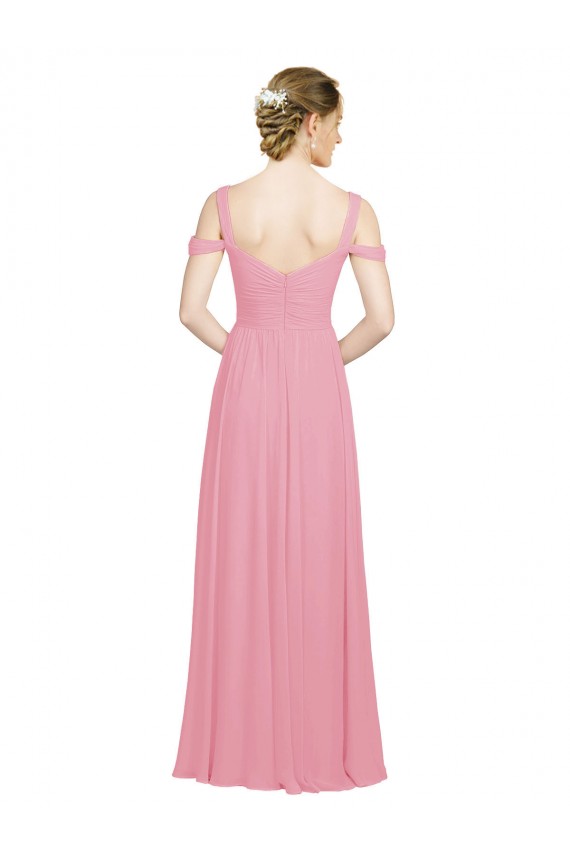 Pelle rosa Linea A Chiffona Lunga Abiti da damigella donore Fabbrica