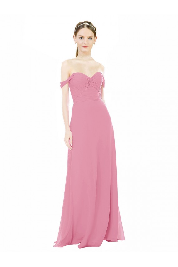 Pelle rosa Linea A Chiffona Lunga Abiti da damigella donore Fabbrica