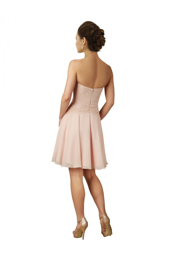 Rosa Linea A Innamorato Al ginocchio Chiffona Pizzo Corto Abiti da damigella donore / Abiti da cocktail Fabbrica