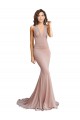Rosa polveroso Stile sirena Scollatura a V Spandex Lunga Formali Abiti da damigella donore / Abiti da sera / Abiti da ballo Fabbrica