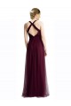 Rosso 74 Linea A Capestro Scollatura a V Tulle Lunga Abiti da damigella donore Fabbrica