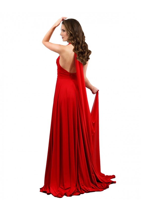 Rosso Linea A Capestro Spandex Lunga Formali Abiti da damigella donore / Abiti da sera / Abiti da ballo Fabbrica