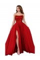 Rosso Linea A Sottili Piazza Spandex Pizzo Lunga Abiti da damigella donore / Abiti da ballo Fabbrica