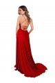 Rosso Linea A Sottili Piazza Spandex Pizzo Lunga Abiti da damigella donore / Abiti da ballo Fabbrica
