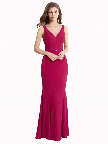 Rosso Stile sirena Alto Collo Chiffona Lunga Abiti da damigella donore / Abiti da ballo Fabbrica