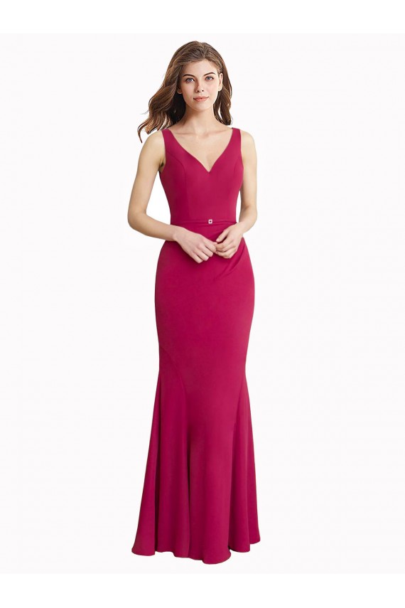 Rosso Stile sirena Alto Collo Chiffona Lunga Abiti da damigella donore / Abiti da ballo Fabbrica