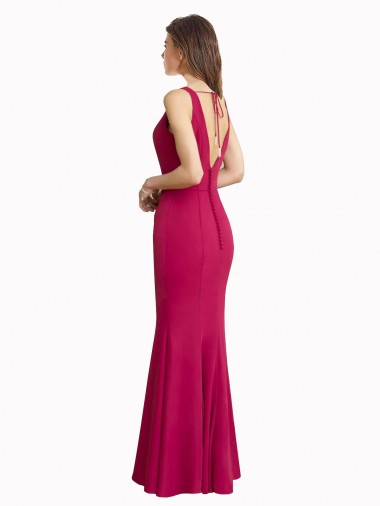 Rosso Stile sirena Alto Collo Chiffona Lunga Abiti da damigella donore / Abiti da ballo Fabbrica
