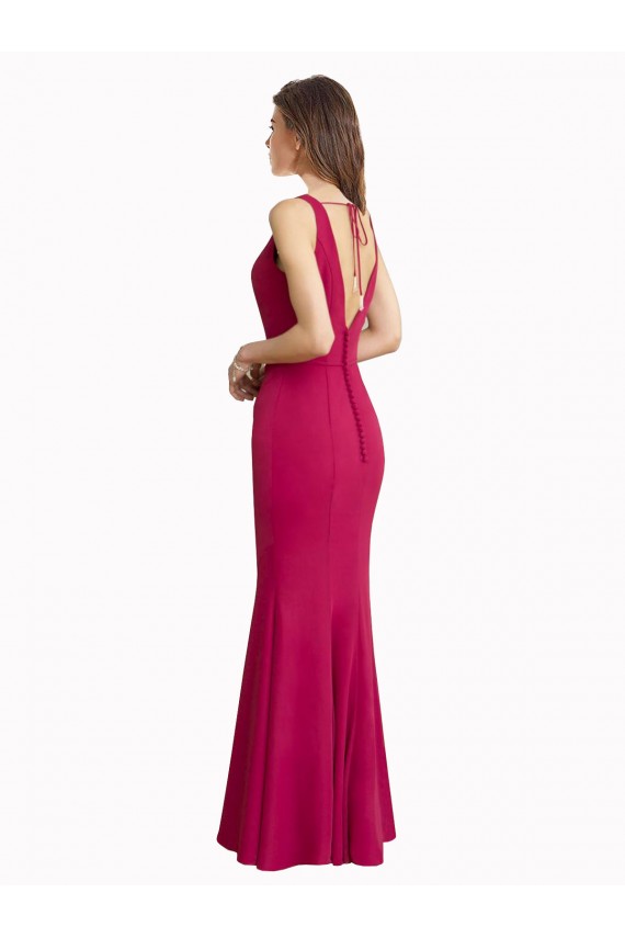 Rosso Stile sirena Alto Collo Chiffona Lunga Abiti da damigella donore / Abiti da ballo Fabbrica