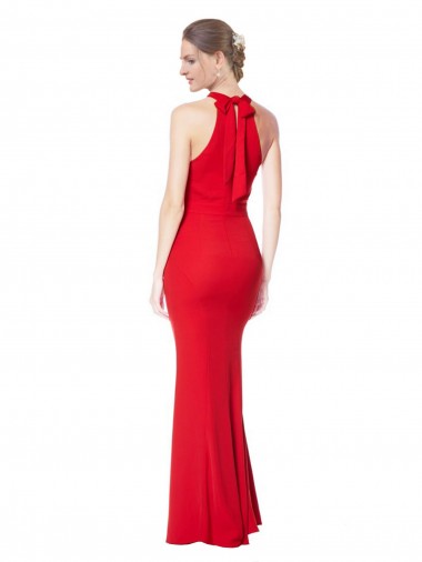 Rosso Stile sirena Capestro Alto Collo Crespo Elastico Lunga Formali Abiti da damigella donore / Abiti da sera / Abiti da ballo Fabbrica