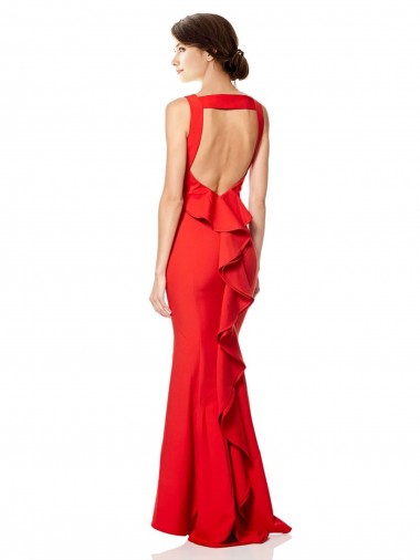 Rosso Stile sirena Capestro Alto Collo Crespo Elastico Lunga Formali Abiti da damigella donore / Abiti da sera / Abiti da ballo Fabbrica