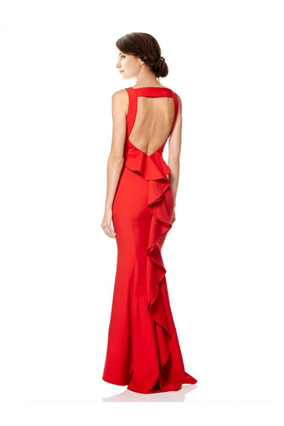 Rosso Stile sirena Capestro Alto Collo Crespo Elastico Lunga Formali Abiti da damigella donore / Abiti da sera / Abiti da ballo Fabbrica