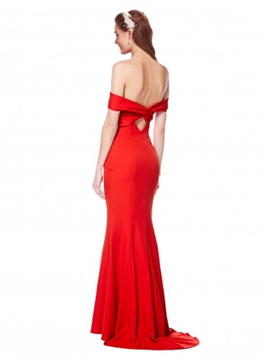 Rosso Stile sirena Crespo Elastico Lunga Formali Abiti da damigella donore / Abiti da sera / Abiti da ballo Fabbrica