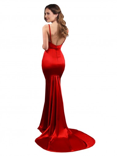 Rosso Stile sirena Innamorato Raso Elastico Lunga Formali Abiti da damigella donore / Abiti da sera / Abiti da ballo Fabbrica