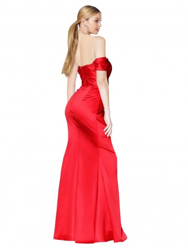 Rosso Stile sirena Raso Elastico Lunga Formali Abiti da damigella donore / Abiti da sera / Abiti da ballo Fabbrica