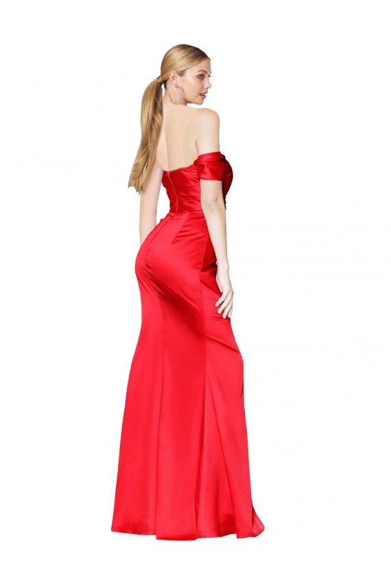 Rosso Stile sirena Raso Elastico Lunga Formali Abiti da damigella donore / Abiti da sera / Abiti da ballo Fabbrica