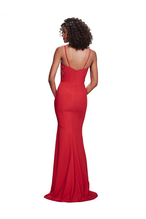 Rosso Stile sirena Sottili Crespo Elastico Lunga Formali Abiti da damigella donore / Abiti da sera / Abiti da ballo Fabbrica