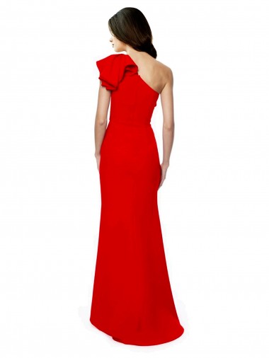 Rosso Stile sirena Una spalla Alto Collo Crespo Elastico Lunga Formali Abiti da damigella donore / Abiti da sera / Abiti da ballo Fabbrica
