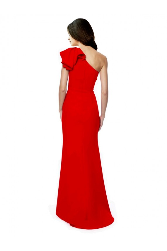 Rosso Stile sirena Una spalla Alto Collo Crespo Elastico Lunga Formali Abiti da damigella donore / Abiti da sera / Abiti da ballo Fabbrica