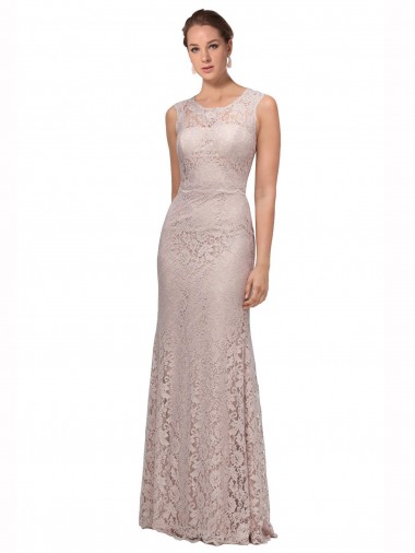 Stile sirena Illusione Scoop Pizzo Lunga Abiti da damigella donore / Abiti da ballo Fabbrica