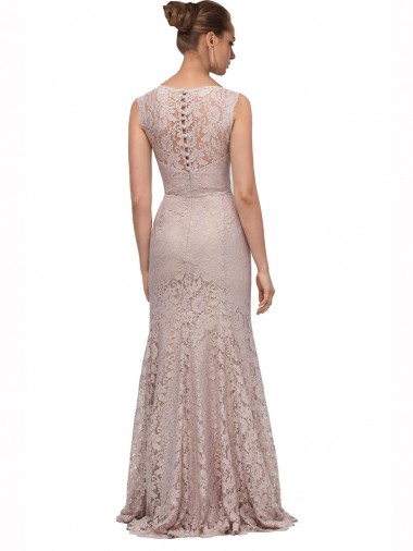 Stile sirena Illusione Scoop Pizzo Lunga Abiti da damigella donore / Abiti da ballo Fabbrica