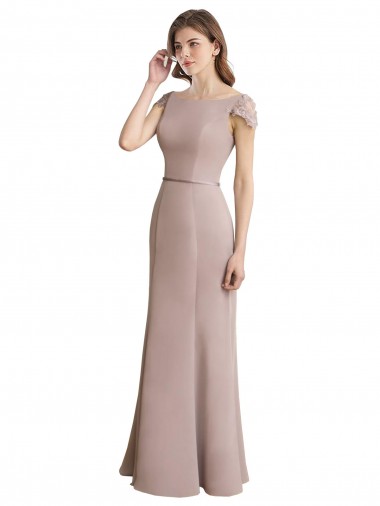Stile sirena Scoop Alto Collo Chiffona Pizzo Lunga Abiti da damigella donore Fabbrica
