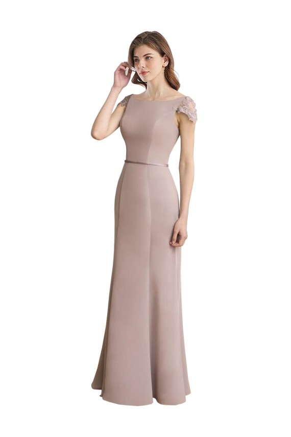 Stile sirena Scoop Alto Collo Chiffona Pizzo Lunga Abiti da damigella donore Fabbrica