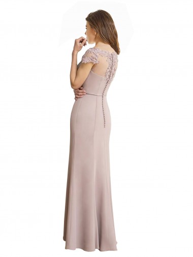 Stile sirena Scoop Alto Collo Chiffona Pizzo Lunga Abiti da damigella donore Fabbrica