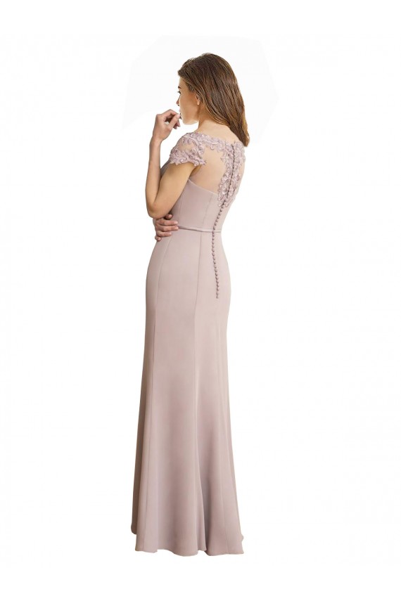 Stile sirena Scoop Alto Collo Chiffona Pizzo Lunga Abiti da damigella donore Fabbrica