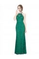 Verde Scuro Stile sirena Capestro Alto Collo Pizzo Lunga Abiti da damigella donore / Abiti da ballo Fabbrica