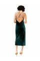 Verde Scuro Tubino Sottili Cappuccio Midi Velluto Elastico Corto Abiti da damigella donore / Abiti da sera / Abiti da cocktail Fabbrica