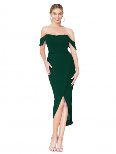 Verde mezzanotte Alto Collo Al ginocchio Crespo Elastico Corto Abiti da damigella donore / Abiti da sera / Abiti da cocktail Fabbrica