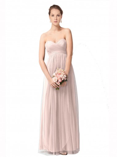 Vintage Rose Linea A Innamorato Tulle Lunga Abiti da damigella donore Fabbrica