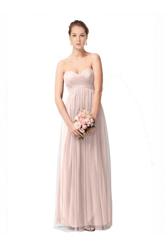 Vintage Rose Linea A Innamorato Tulle Lunga Abiti da damigella donore Fabbrica