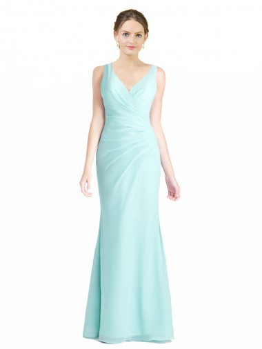 Waterfall Stile sirena Scollatura a V Chiffona Pizzo Lunga Abiti da damigella donore Fabbrica