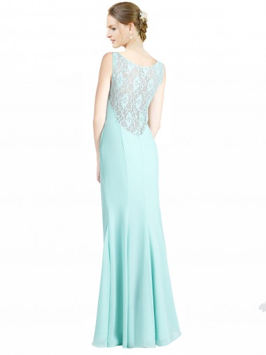 Waterfall Stile sirena Scollatura a V Chiffona Pizzo Lunga Abiti da damigella donore Fabbrica