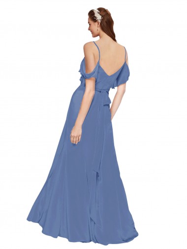 Windsor Blu Linea A Chiffona Lunga Abiti da damigella donore Fabbrica