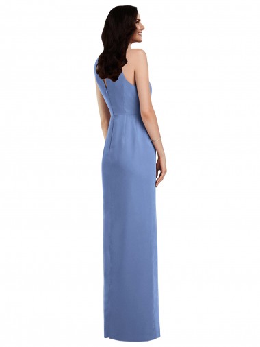 Windsor Blu Linea A Collo Gioiello Chiffona Lunga Abiti da damigella donore Fabbrica