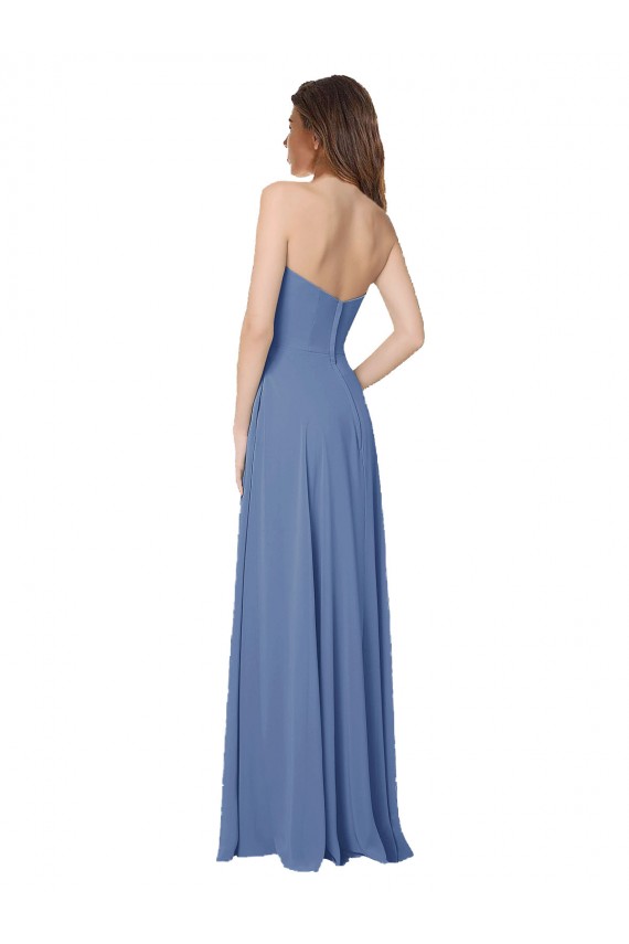 Windsor Blu Linea A Senza spalline Chiffona Lunga Abiti da damigella donore Fabbrica
